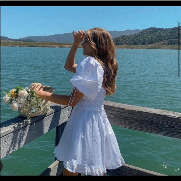 NWOT 2020 Retro Embroidery Elastic Mini Dress Size L - Picture 5 of 12